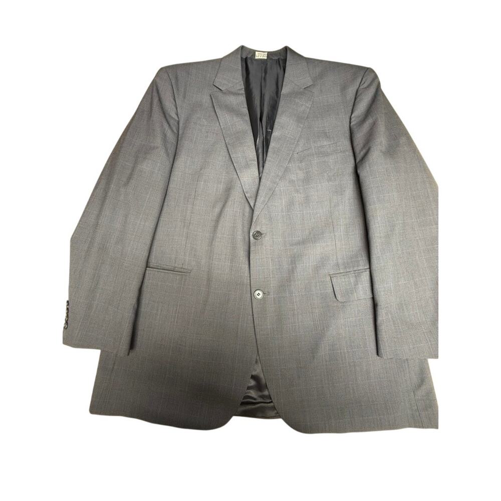 "Jos.‎ A Bank" 2 Pc Men's Suit Dk Grey,Black,Blue Windowpane SZ 48L PLEASE READ!